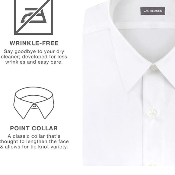 NWT Men's 2XL Van Heusen Regular Fit Poplin Pacifico Long Sleeve Dress S… - Picture 4 of 7